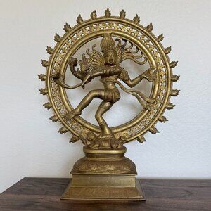 14" Nataraja In Solid Brass | Dancing Shiva Statue | Handmade | Made In India